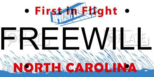 FREEWILL North Carolina License Plate