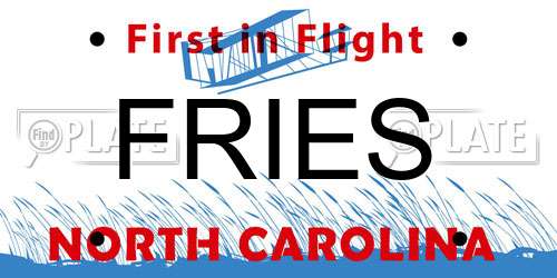FRIES North Carolina License Plate