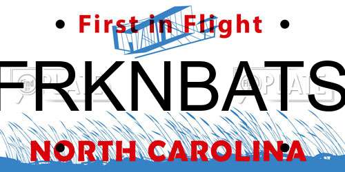 FRKNBATS North Carolina License Plate