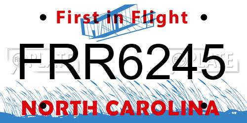 FRR6245 North Carolina License Plate