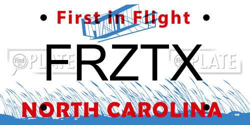 FRZTX North Carolina License Plate