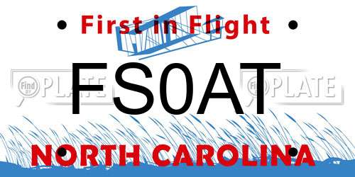FS0AT North Carolina License Plate