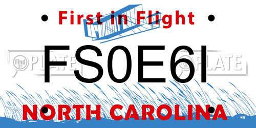 FS0E6I North Carolina License Plate