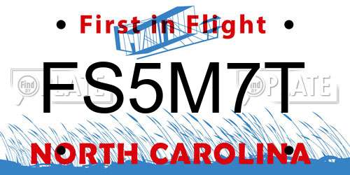 FS5M7T North Carolina License Plate