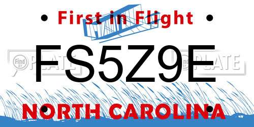 FS5Z9E North Carolina License Plate