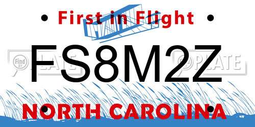 FS8M2Z North Carolina License Plate