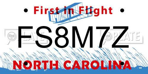 FS8M7Z North Carolina License Plate
