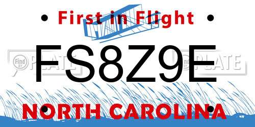 FS8Z9E North Carolina License Plate