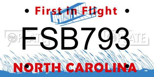 FSB793 North Carolina License Plate