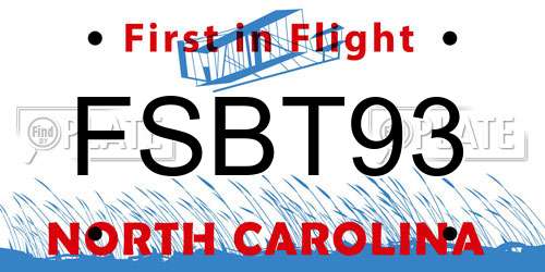 FSBT93 North Carolina License Plate