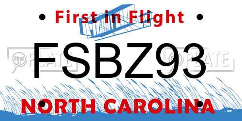 FSBZ93 North Carolina License Plate