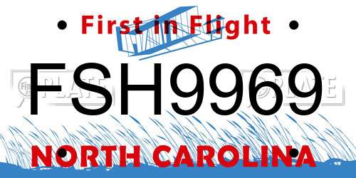 FSH9969 North Carolina License Plate