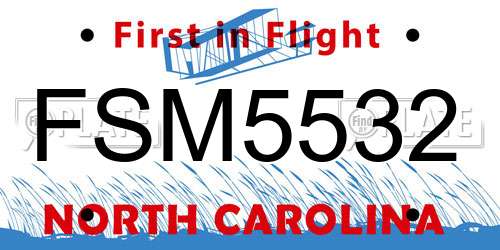 FSM5532 North Carolina License Plate