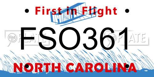 FSO361 North Carolina License Plate