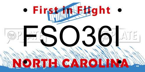 FSO36I North Carolina License Plate
