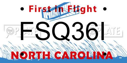 FSQ36I North Carolina License Plate