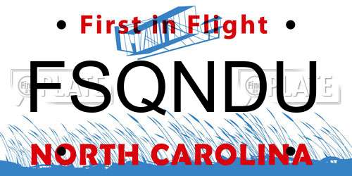 FSQNDU North Carolina License Plate