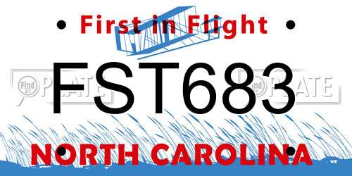FST683 North Carolina License Plate