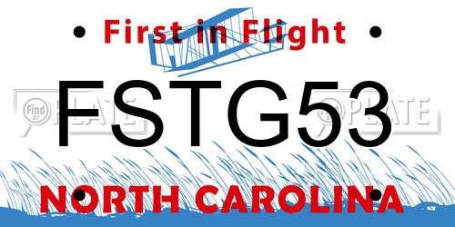 FSTG53 North Carolina License Plate