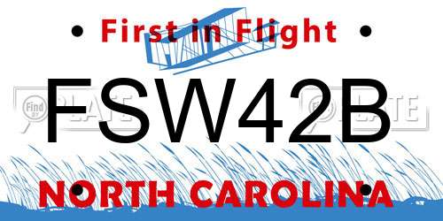 FSW42B North Carolina License Plate