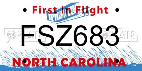 FSZ683 North Carolina License Plate