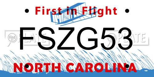FSZG53 North Carolina License Plate