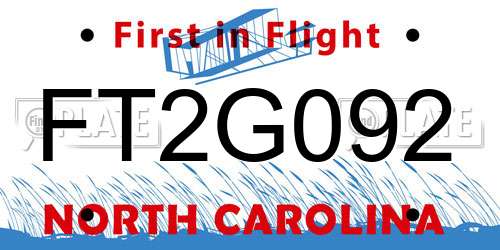 FT2G092 North Carolina License Plate