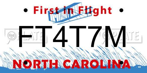 FT4T7M North Carolina License Plate