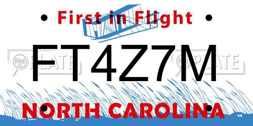 FT4Z7M North Carolina License Plate