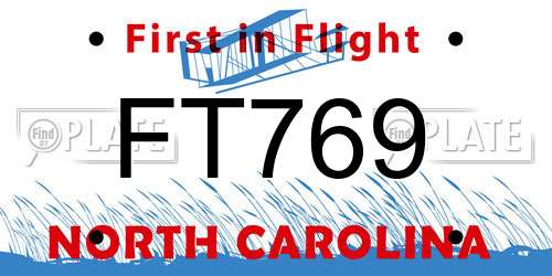 FT769 North Carolina License Plate