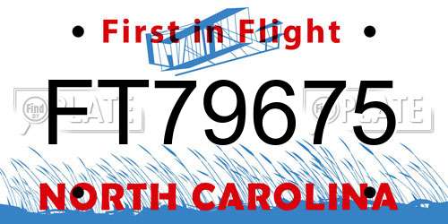 FT79675 North Carolina License Plate