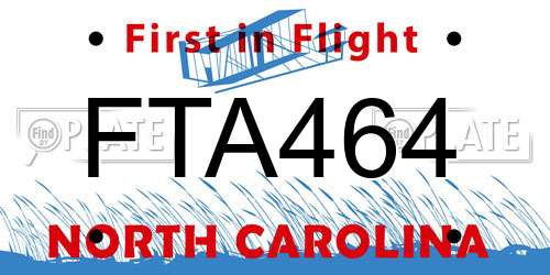 FTA464 North Carolina License Plate