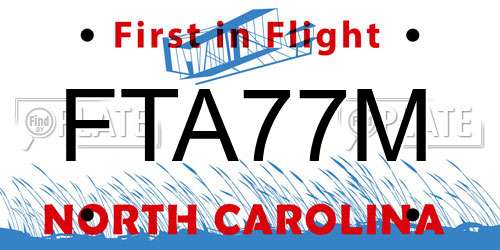 FTA77M North Carolina License Plate