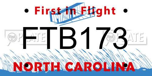 FTB173 North Carolina License Plate