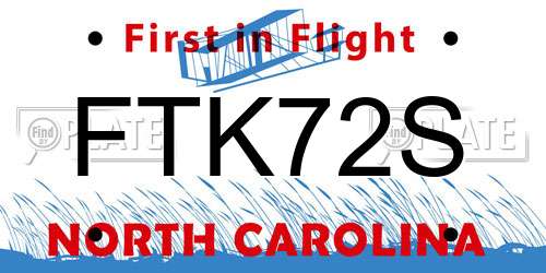 FTK72S North Carolina License Plate
