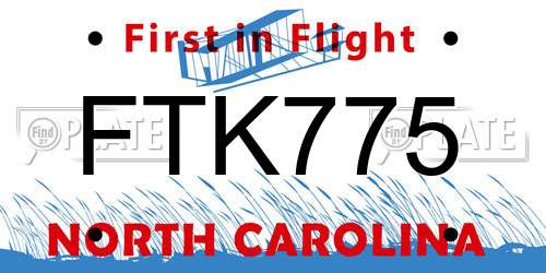 FTK775 North Carolina License Plate