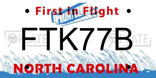FTK77B North Carolina License Plate