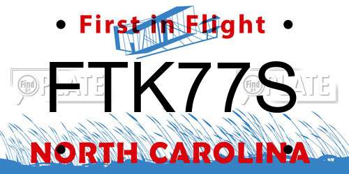 FTK77S North Carolina License Plate