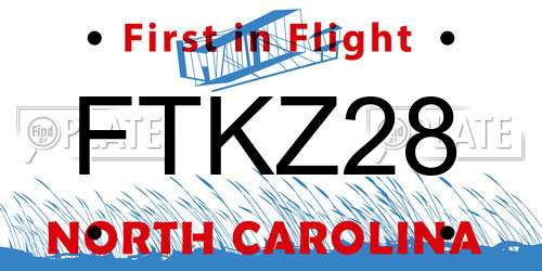 FTKZ28 North Carolina License Plate
