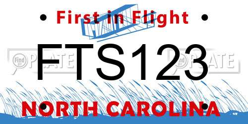 FTS123 North Carolina License Plate