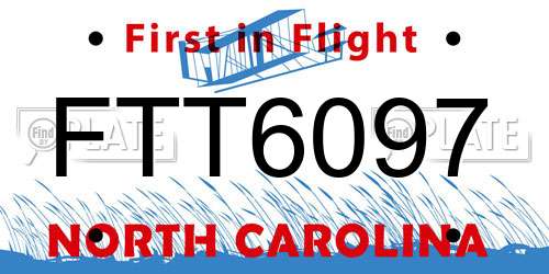 FTT6097 North Carolina License Plate