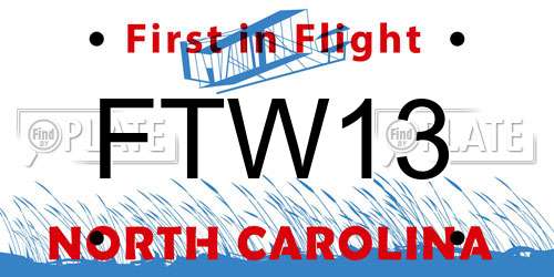 FTW13 North Carolina License Plate
