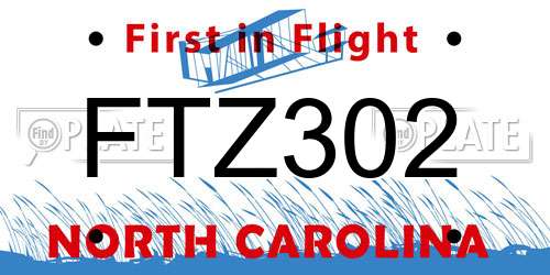 FTZ302 North Carolina License Plate