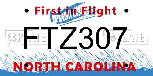 FTZ307 North Carolina License Plate