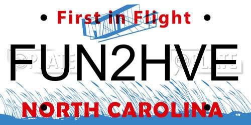 FUN2HVE North Carolina License Plate