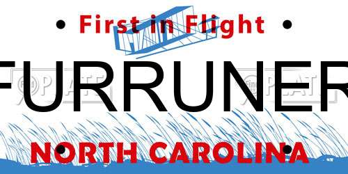FURRUNER North Carolina License Plate