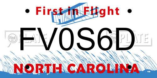 FV0S6D North Carolina License Plate