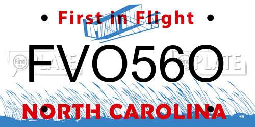 FVO56O North Carolina License Plate