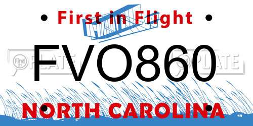 FVO860 North Carolina License Plate