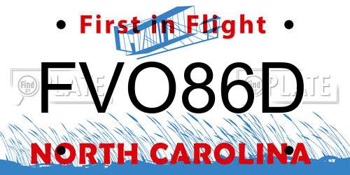 FVO86D North Carolina License Plate